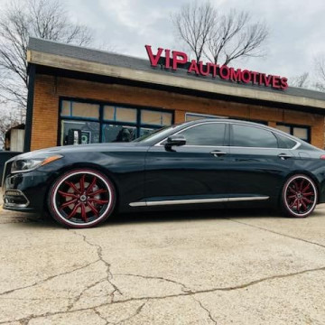 245/40R20 White/Red tires on a 2020 GENESIS G80 3.8