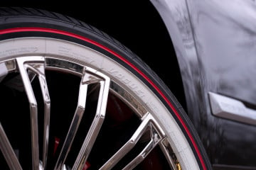 Vogue 285/45R22 White/Red tires on a 2020 CADILLAC ESCALADE PLATINUM