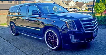Vogue 285/45R22 White/Red tires on a 2018 CADILLAC ESCALADE LUXURY