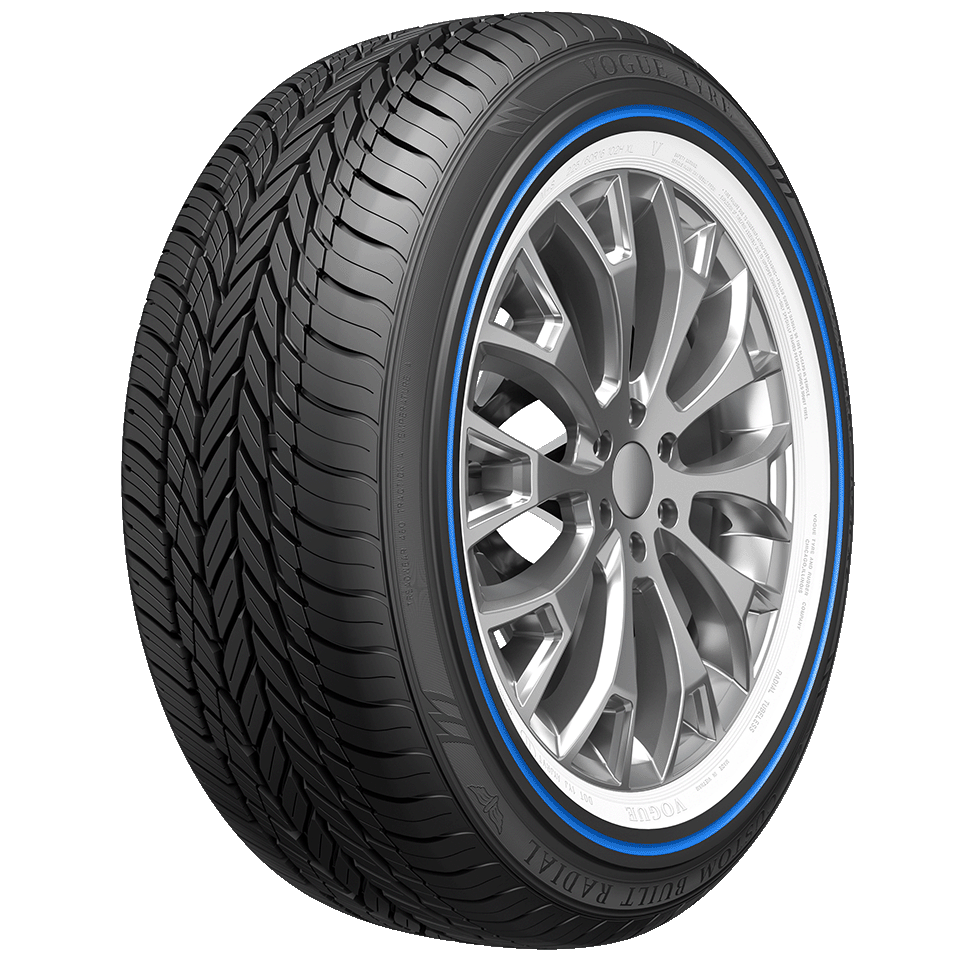 Custom Built Radial Blue Stripe Tread View